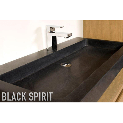 BRAUER Black Spirit 60 Lavabo pour meuble 100x46x9.5cm 1 vasque 1 trou pierre naturelle noir