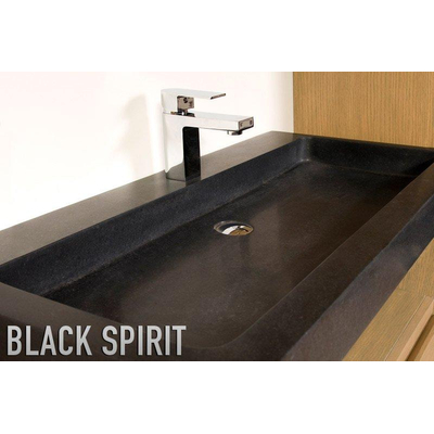 BRAUER black Spirit Meubelwastafel - 100x46x10cm - zonder overloop - 1 wasbak - 1 kraangat - natuursteen - basalt