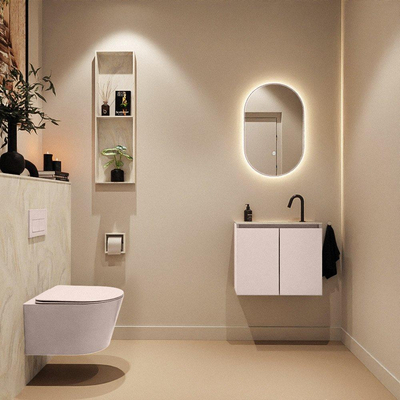 MONDIAZ TURE-DLUX Meuble toilette - 60cm - Rosee - EDEN - vasque Ostra - position centrale - 1 trou de robinet