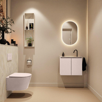 MONDIAZ TURE-DLUX Meuble WC 60cm Rosee. EDEN vasque Ostra position milieu. Avec 1 trou de robinet.