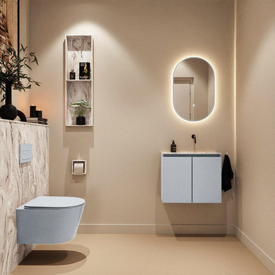 MONDIAZ TURE-DLUX Meuble WC 60 cm Clay. EDEN vasque Glace position droite. Sans trou de robinet.