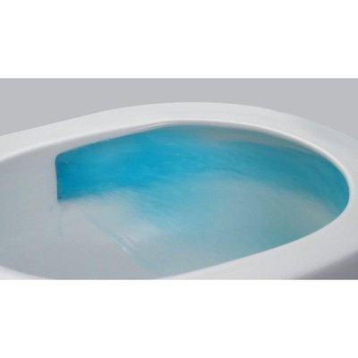 QeramiQ Dely Swirl Ensemble WC- 36,3x51,7 cm - Réservoir encastré Geberit UP320 - Abattant fin - Plaque de commande blanche brillante - Boutons ronds - Blanc brillant