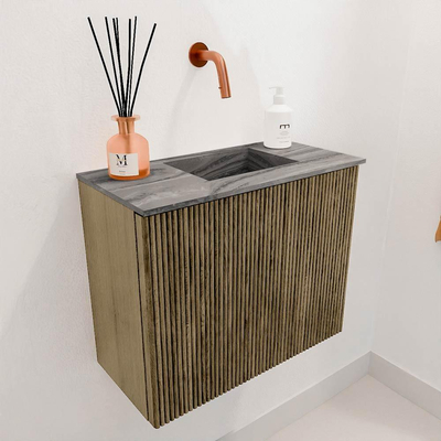 Mondiaz JOYA-DLUX 50cm toiletmeubel - kleur Dusk - Wastafel FAYE positie Rechts Zonder kraangat kleur Sombra.