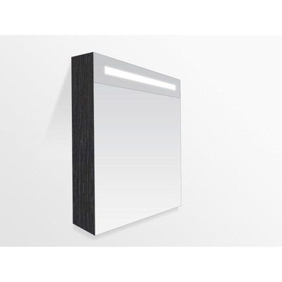 BRAUER 2.0 Spiegelkast - 60x70x15cm - verlichting geintegreerd - 1 linksdraaiende spiegeldeur - MFC - black wood