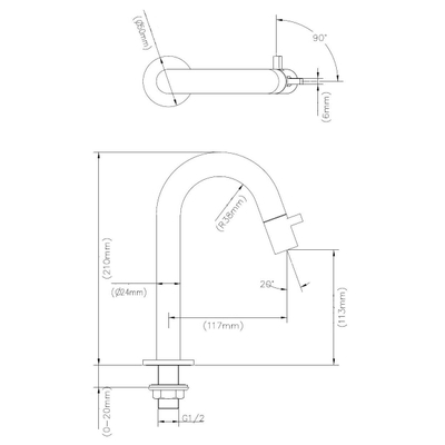 Best Design Moya Dimora Robinet lave-mains 21cm gunmetal