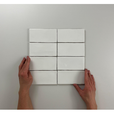 SAMPLE Terravito Galeno wandtegel - 7.5x15cm - 8.5mm - Rechthoek - Wit glans