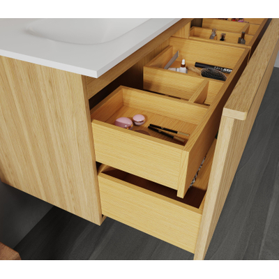 Saniclass Terra Wastafelonderkast - 140cm - 4 lades - ribbel front - sandwood