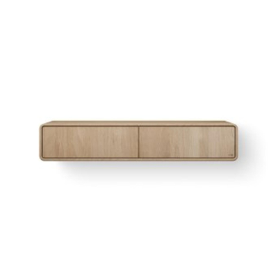 Looox Wooden Rounded Badkamermeubel - 30x160x46cm - 2 lades - eiken grijs