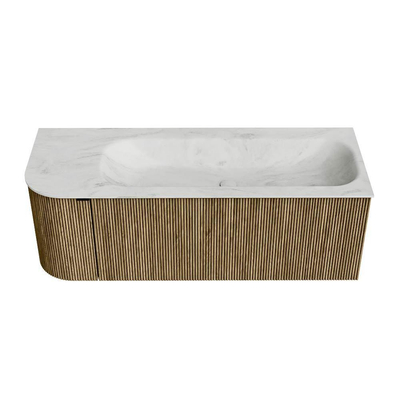 Mondiaz KURVE-DLUX Badkamermeubelset - 125x46x40cm - 1 lade - 1 deur - wastafel solid surface - rechts - 1 kraangat - Dusk