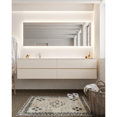 Mondiaz VICA ensemble de meuble de salle de bain - 200cm - meuble sous-vasque lin - 4 tiroirs - lavabo lune gauche - 1 trou de robinet - version XL 60cm de haut