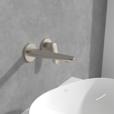 Villeroy & Boch Antao 2 gats - eengreeps wastafelmengkraan - wandmontage - Brushed Nickel (rvs)