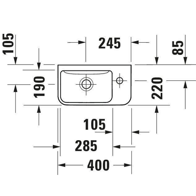 Duravit Me by starck ensemble lave-mains 40x22cm avec robinet d'eau froide et siphon blanc