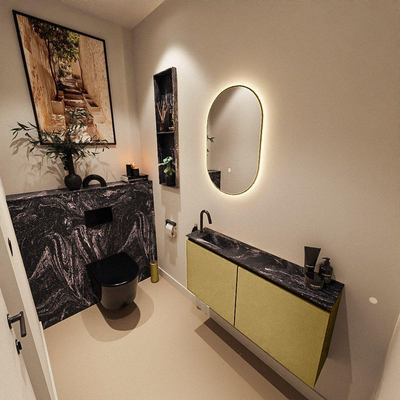 MONDIAZ TURE-DLUX 100cm toiletmeubel Oro. EDEN wastafel Lava positie links. Met 1 kraangat.