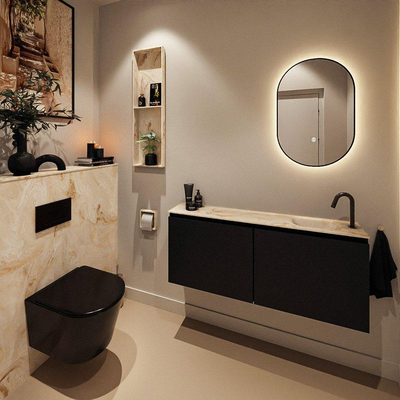 MONDIAZ TURE-DLUX 120cm toiletmeubel Urban. EDEN wastafel Frappe positie rechts. Met 1 kraangat.