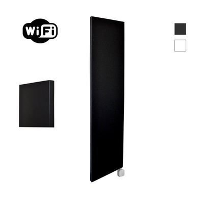 Sanicare HPW Denso Elektrische Radiator - 180x40cm - 948W - wifi - thermostaat - zilver - rechtsonder - mat zwart