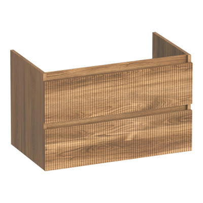 BRAUER Joy Wavy wastafelonderkast 80 2 softclose lades - greeploos - 1 sifon uitsparing - Honey