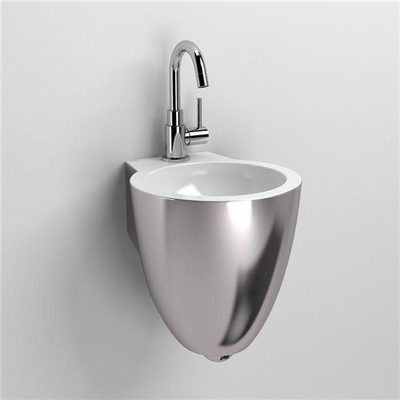 Clou Flush 6 fontein met kraangat plug en bekersifon platina wit keramiek B27xH28xD31.5cm