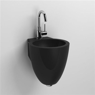 Clou Flush 6 Lave mains avec trou pour robinetterie et siphon céramique 27x28x31.5cm noir mat