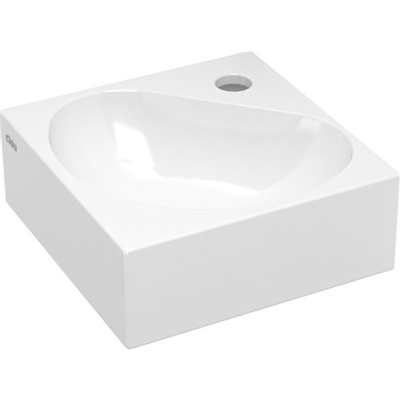 Clou Flush 5 Lave mains d’angle avec trou pour robinetterie et bonde 27x10x27cm céramique Blanc