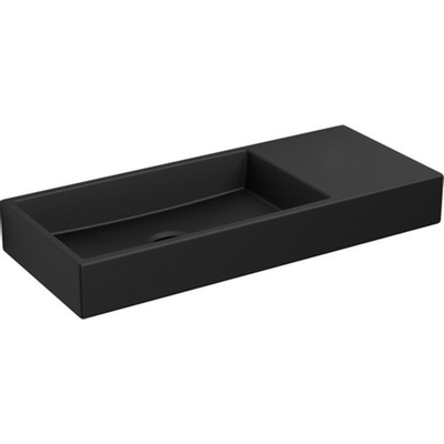 Clou Mini Wash Me fontein 45x19cm zonder kraangat en plug kranenbank rechts Keramiek Zwart mat