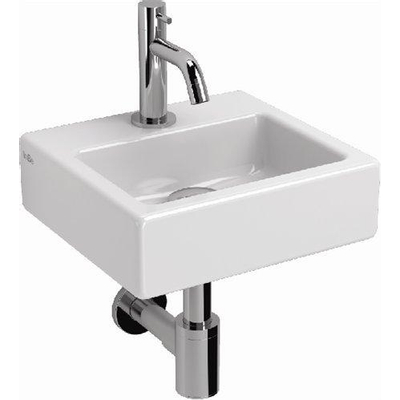 Clou InBe set lave mains No1. avec lave-mains, robinet lave-mains bonde au centre et siphon blanc céramique et chrome