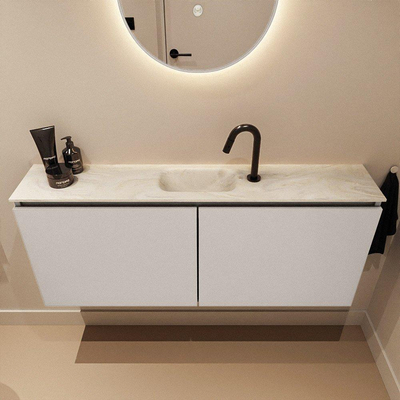 MONDIAZ TURE-DLUX 120cm toiletmeubel Linen. EDEN wastafel Ostra positie midden. Met 1 kraangat.