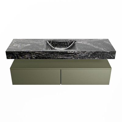 Mondiaz ALAN-DLUX Ensemble de meuble - 150cm - meuble Army mat - 2 tiroirs - Lavabo Cloud Lava suspendu - vasque Centre - 0 trous de robinet