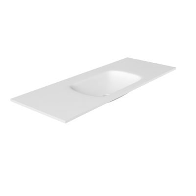 Saniclass Flow Meubelwastafel - 121x46x1.5cm - overloop - 1 wasbak - 0 kraangaten - solid surface wit mat
