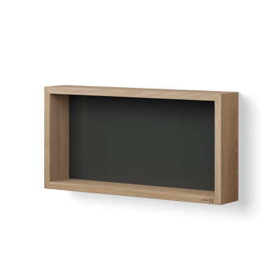 Looox Wood collection Boîte murale 60x30cm avec plaque arrière noir mat chêne noir mat