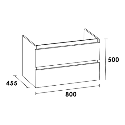 BRAUER Solution Meuble sous vasque 80x45.5x50cm 2 tiroirs 1 espace siphon san poignées MFC G-Canyon