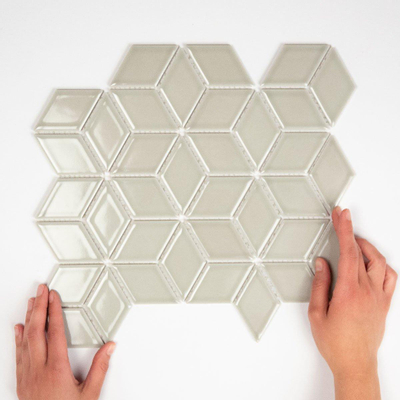 La Mosaic Factory Paris carreau mosaïque - 26,6x30,5cm - carrelage mural - Porcelaine Gris Clair Brillant