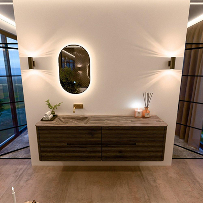 Mondiaz CIRO-DLUX Meuble de salle de bains - 170x45x50cm - vasque solid surface Sombra - 1 lavabo à gauche - sans trous de robinetterie - 4 tiroirs - Shadow