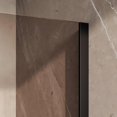BRAUER Oblivion Douche à l'italienne - 100x200cm - paroi latérale 30 cm - revêtement verre - verre bronze - noir mat