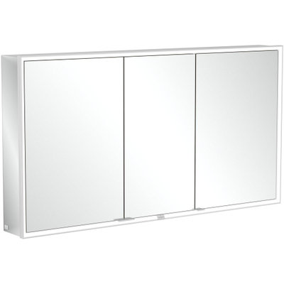 Villeroy & Boch My View Now spiegelkast - met 3 deuren - met led verlichting en wastafelverlichting - 140x75x16.8cm - met in/uit schakelaar - Aluminium (zilver)