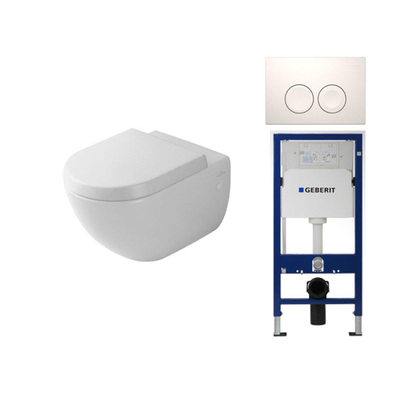 Villeroy et Boch Subway 1.0 Pack WC avec siège basic, réservoir UP100 et plaque de commande Delta 25 Blanc