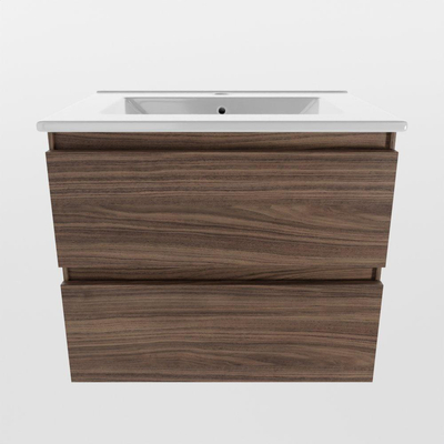 Mondiaz Aivy badmeubelset - 60x45x50cm - 1 kraangat - 1 wasbak talc Keramiek - Midden - 2 lades - Zonder spiegel - Melamine Mocha