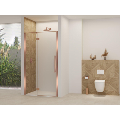 Van Rijn Products ST07 Deur vast deel - 138x200cm - helder glas - stabilisatiestang - Koper Geborsteld