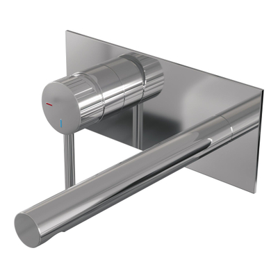 Brauer Stripe wastafelkraan - model A2 - inbouw - rechte uitloop - met afdekplaat - chroom