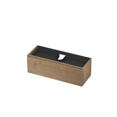 INK Wastafelonderkast - 120x45x40cm - 1 lade - greeploos - met houten keerlijst - MDF - Ash grey