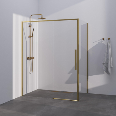 BRAUER Season cabine de douche - 160x90x200cm - porte coulissante - verre transparent - réversible - revêtement de verre - or