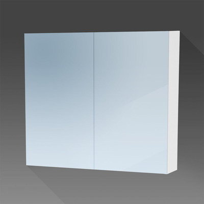 BRAUER Impress Deluxe spiegelkast - 80x70x15cm - interne en externe verlichting - 2 dubbelzijdige spiegeldeuren - hoogglans wit