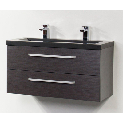 Saniclass Corestone 13 badkamermeubelset 100cm Black Wood 2 kraangaten