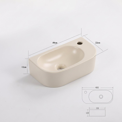 QeramiQ Pure Fontein - 40x22x12cm - glad - halfrond - kraangat rechts - keramiek - linnen
