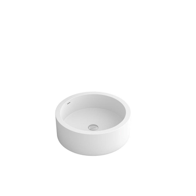 Crosstone Solid Surface Lavabo A Poser 49x46x15cm Rond Avec Bonde Blanc Mat Cts2101 Sawiday Fr
