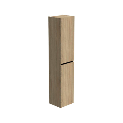 Thebalux Type badkamerkast 35x29x165cm 2 rechtsdraaiende deuren met softclose greeploos Greeplijst zwart mat MDF/spaanderplaat carbon wood