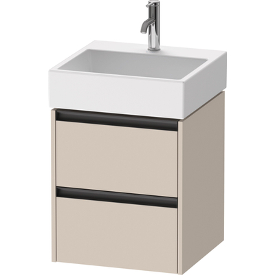 Duravit Ketho.2 Wastafelonderbouwkast - met 2 laden - 48.4x46x54.9cm - met grepen antraciet - taupe mat
