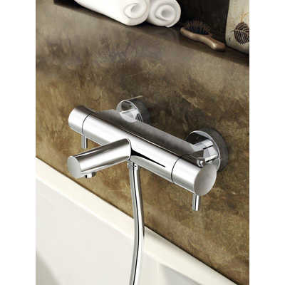Hotbath Buddy Badmengkraan - thermostatisch - met uitloop - geborsteld nikkel (RVS)
