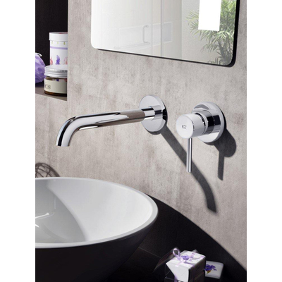 Hotbath Buddy mitigeur de lavabo encastré bec courbé 2 rosaces nickel brossé