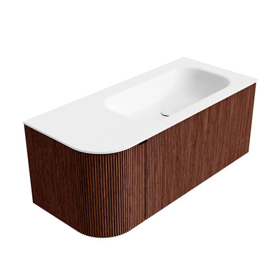 Mondiaz KURVE Badkamermeubelset - 105x46x40cm - 1 lade - 1 deur - wastafel solid surface - rechts - 1 kraangat - Ruby