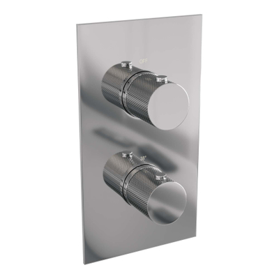 Ensemble de douche à encastrer Brauer Chrome Carving - douche principale 20cm - bras plafond 20cm - 2 fonctions - incluant partie encastrable - douchette à main 1 fonction - chrome